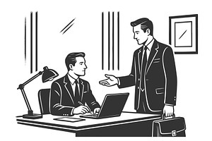 Professional business discussion in, a Person Illustration by AlexArt