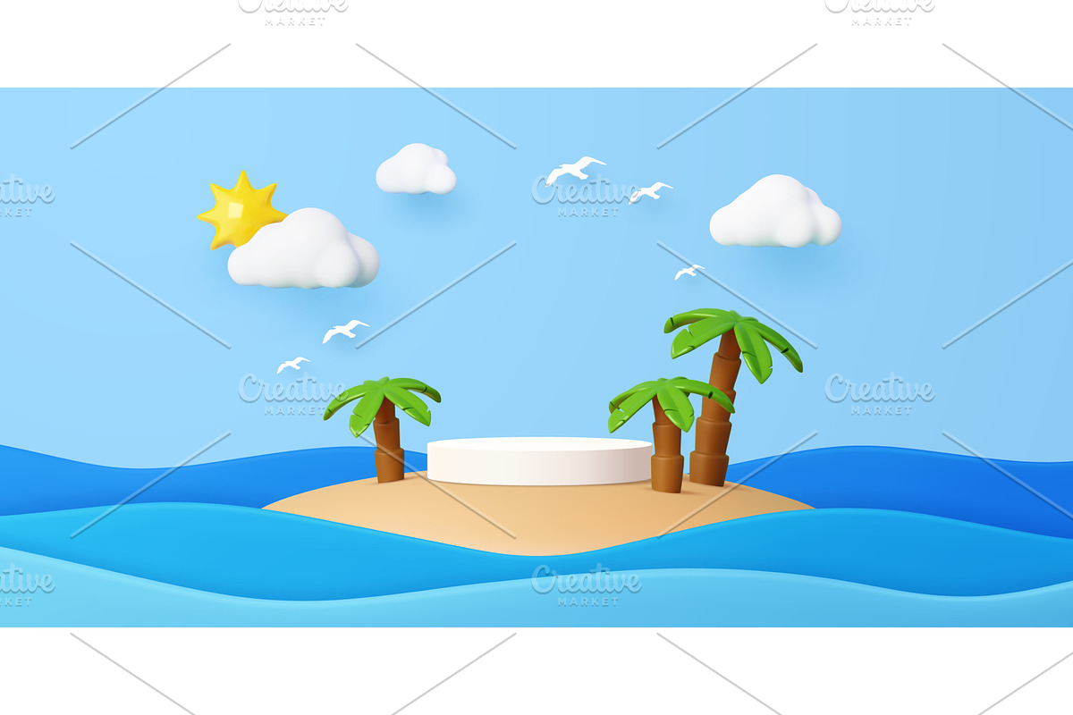 Tropical island podium stage, a Decorative Illustration by Buch&Bee
