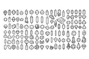 Crystals simple outline big vector, an Object Illustration by Valerie Bodnar