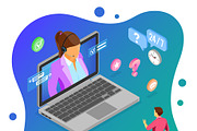 Isometric Online Customer Support, a Person Illustration by TAlex (Thumbnail 3 of 6)