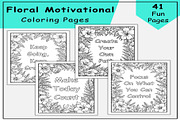 Floral Motivational Coloring Pages, a Print Template by Lamia Emad (Thumbnail 1 of 4)