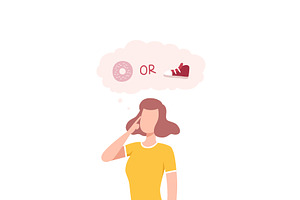 Young Woman Trying to Make Decision, a Person Illustration by TopVectors