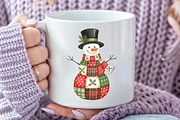 Boho Retro Patchwork Christmas Snowm, an Illustration by Craft Nest (Thumbnail 3 of 6)