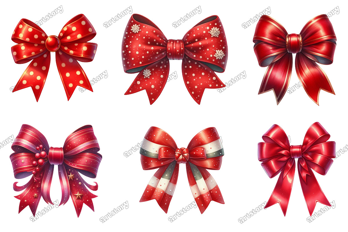 Red Coquette Christmas Bow Bundle, an Illustration by designcity5 (Photo 3 of 5)