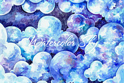 Watercolor cloudy sky background, a Texture Illustration by Librebird (Thumbnail 1 of 4)