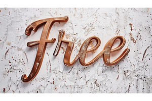 The Word Free Created In Copperplate