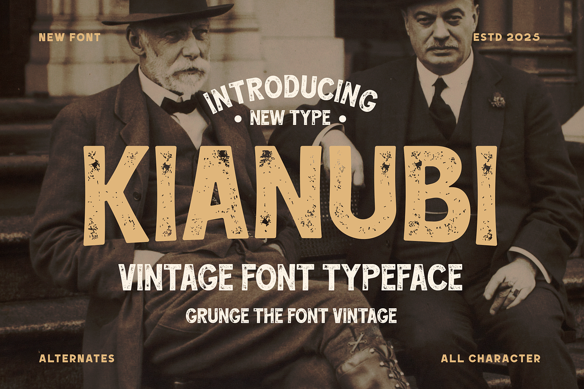 Kianubi - Vintage Font Typeface, a Sans Serif Font by MaikoHatta (Photo 1 of 8)