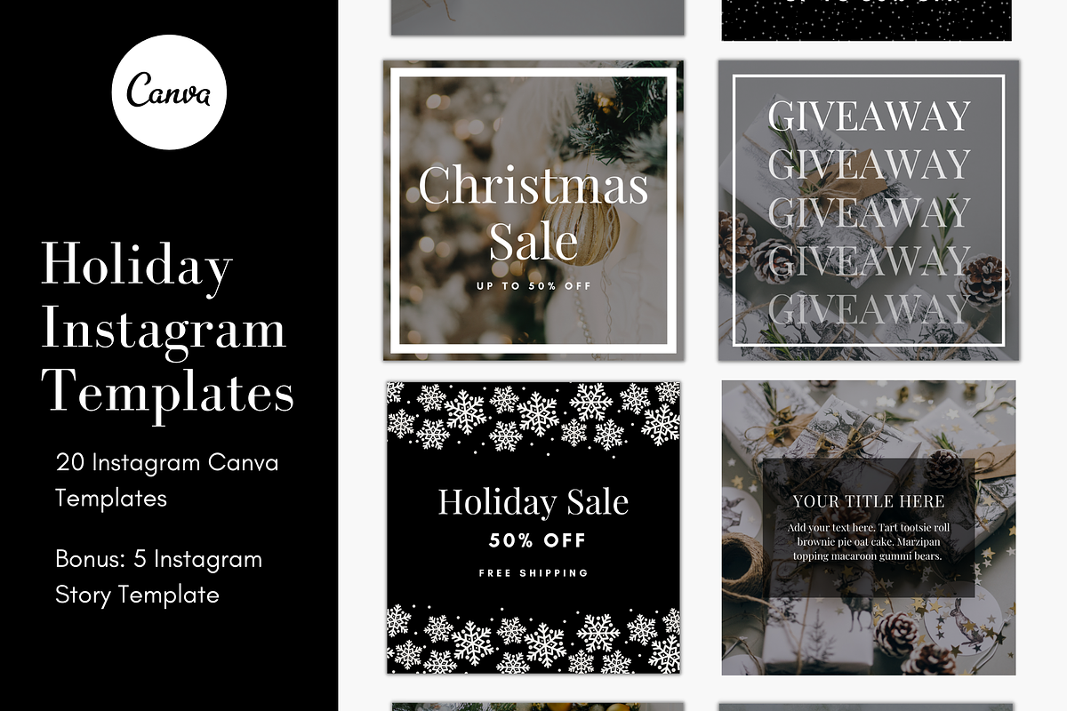 Holiday Instagram Templates, a Social Media Template by Joanna Lane Designs (Photo 1 of 4)