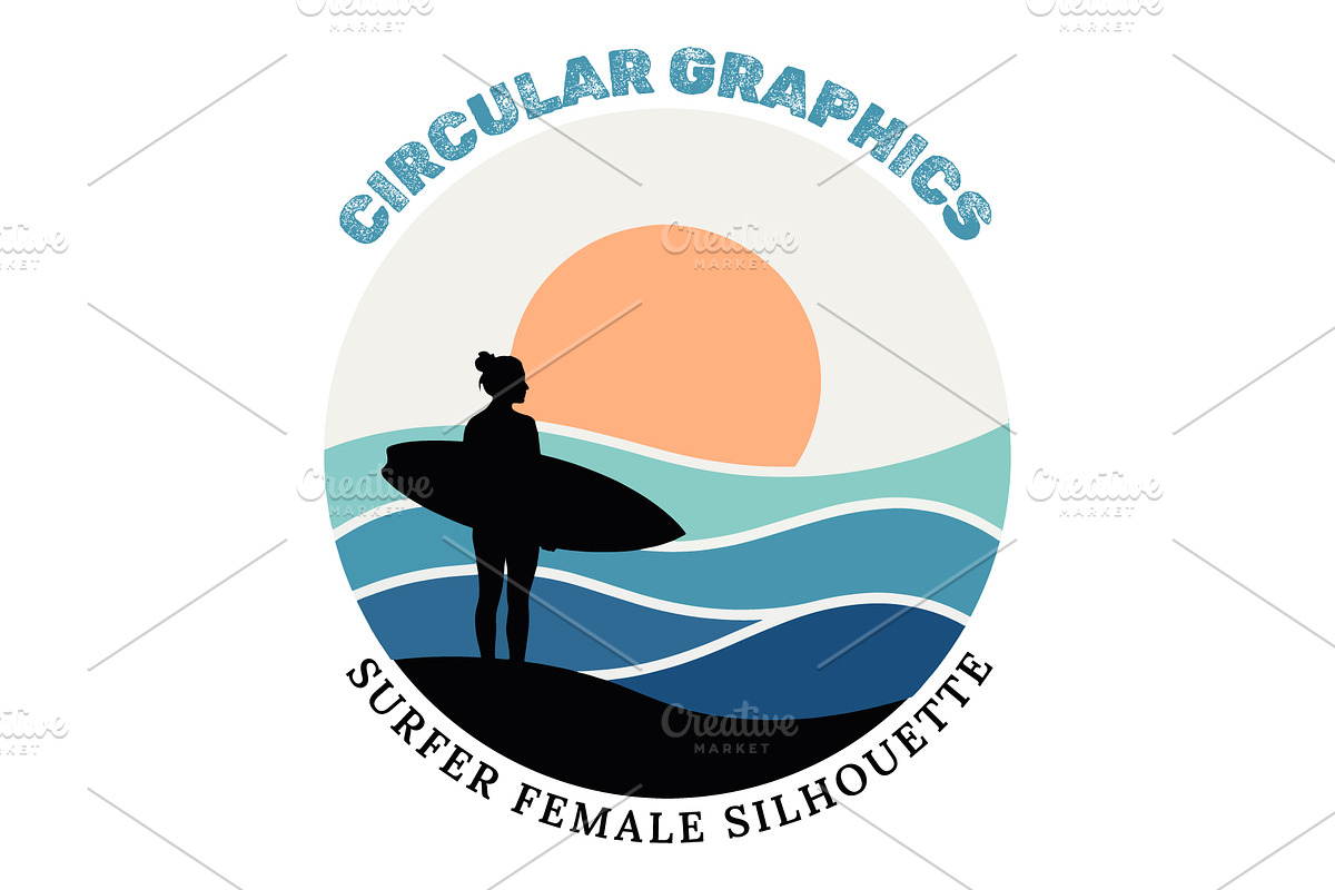 Surfer girl holding surfboard vector, an Object Illustration by nandinigraphics (Photo 2 of 3)
