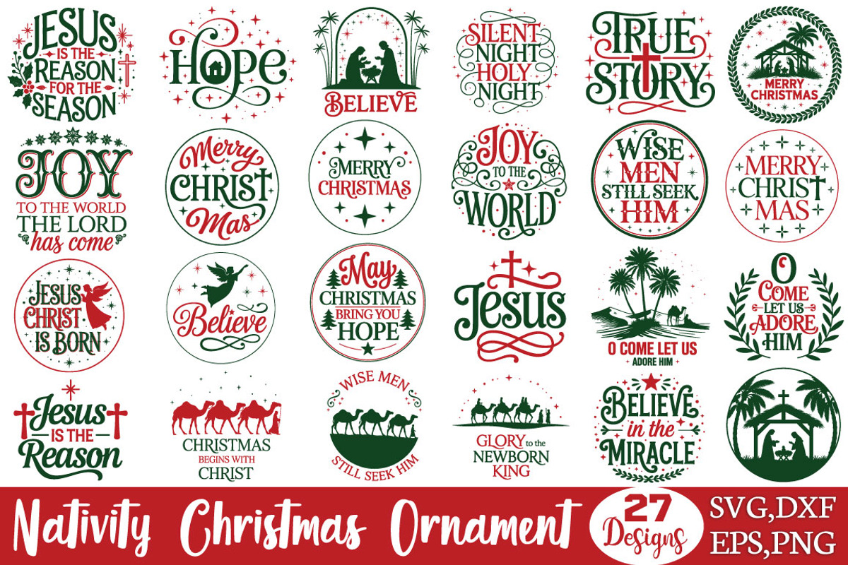 Nativity Christmas Ornament SVG Bund, an Object Graphic by DollarSmart