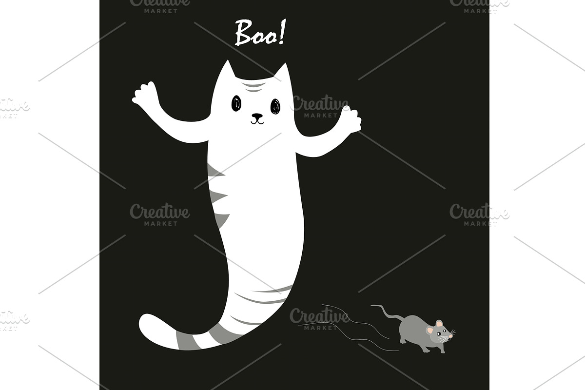 Cartoon kawaii Halloween ghost cat, an Animal Illustration by Toltemara
