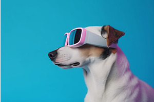 Dog Trendy Vr Glasses. Generate Ai