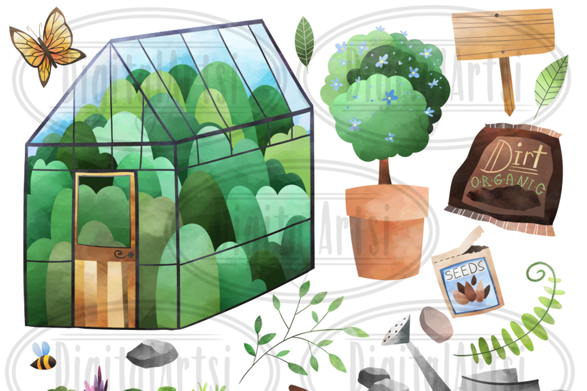 Watercolor Gardening Clipart, an Illustration by DigitalArtsi (Photo 2 of 3)