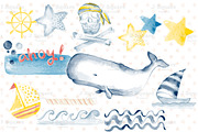 Watercolor Nautical Clip Arts, an Illustration by JSquarePresents (Thumbnail 2 of 7)