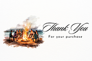 Watercolor Beach Bonfire Clipart, a Person Illustration by New-School-Wave (Thumbnail 5 of 5)