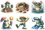 Funny and Cute Frog Beach Clipart, an Illustration by DreamArtGraphic (Thumbnail 2 of 5)