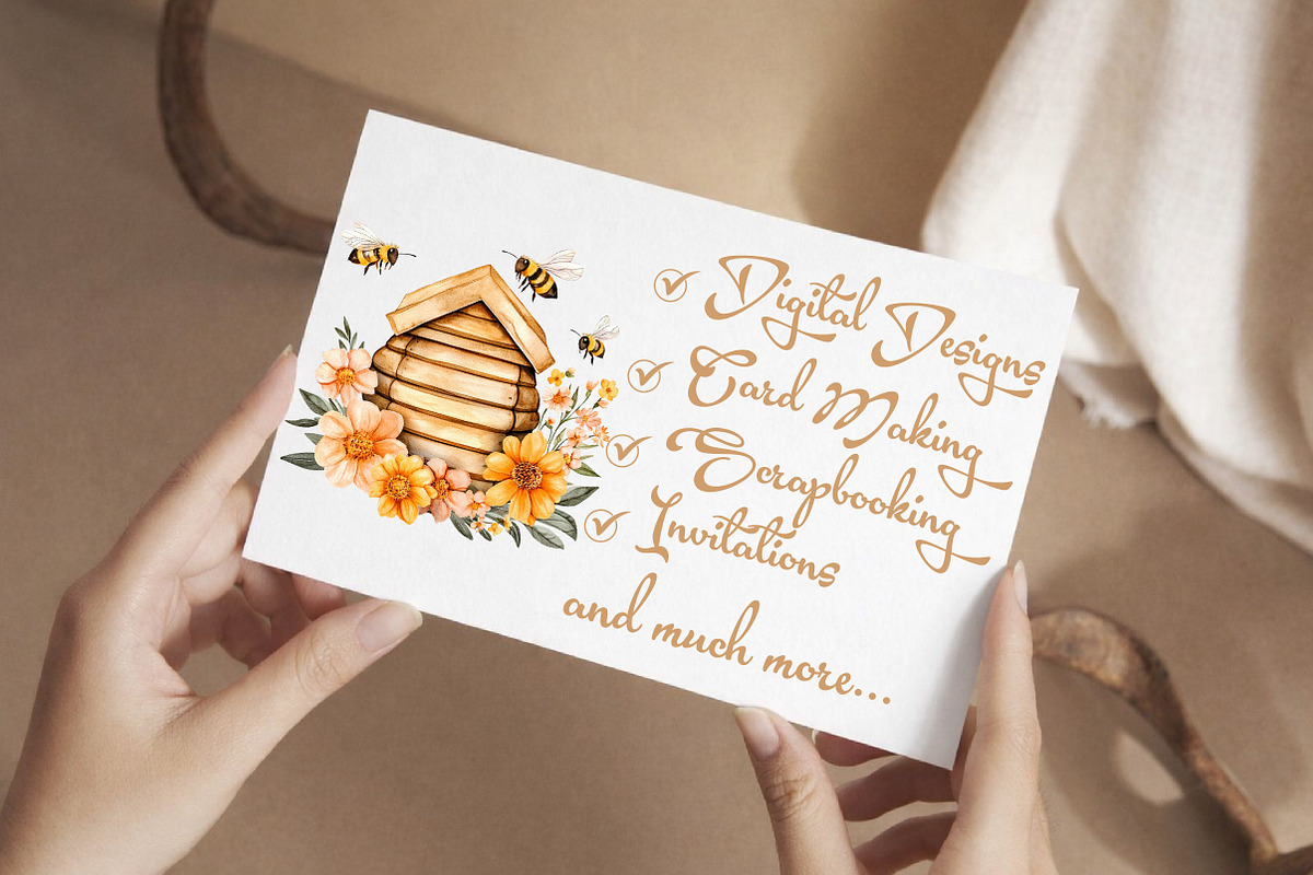 Watercolor Honey Bee Clip Art, an Illustration by Libby Wishes (Photo 6 of 7)