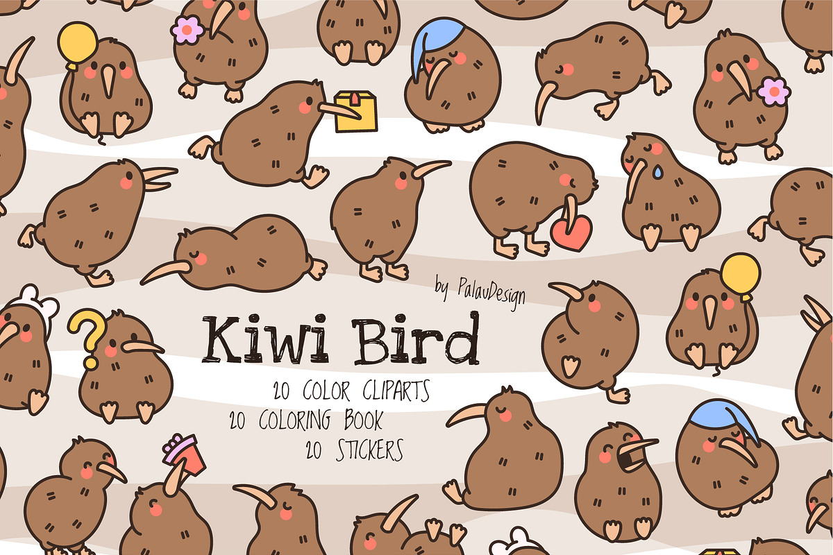 Cute Kawaii Kiwi Bird Character, an Animal Illustration by Palau (Photo 1 of 12)