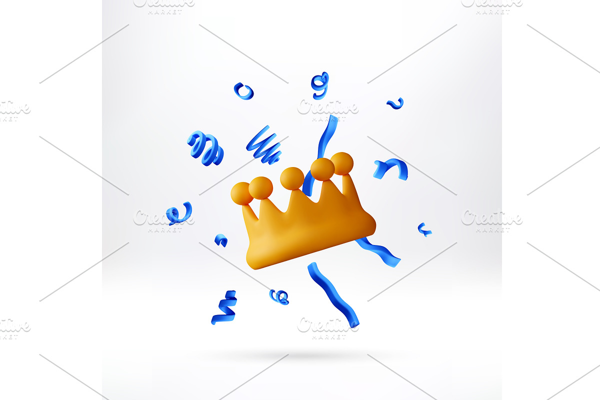3D rendered golden crown with blue, an Illustration by Abscent
