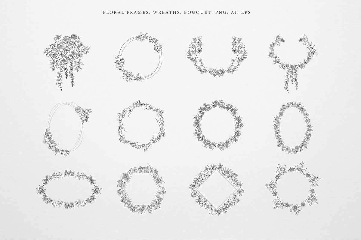 Botany & Moon. Hand Drawn Line Art., a Decorative Illustration by Designwork (Photo 8 of 20)