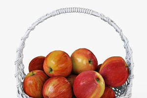 Wicker Basket 04 White With Apples