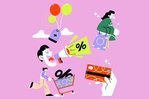 Flat Black Friday Asset Illustration, an Object Illustration by graphicook