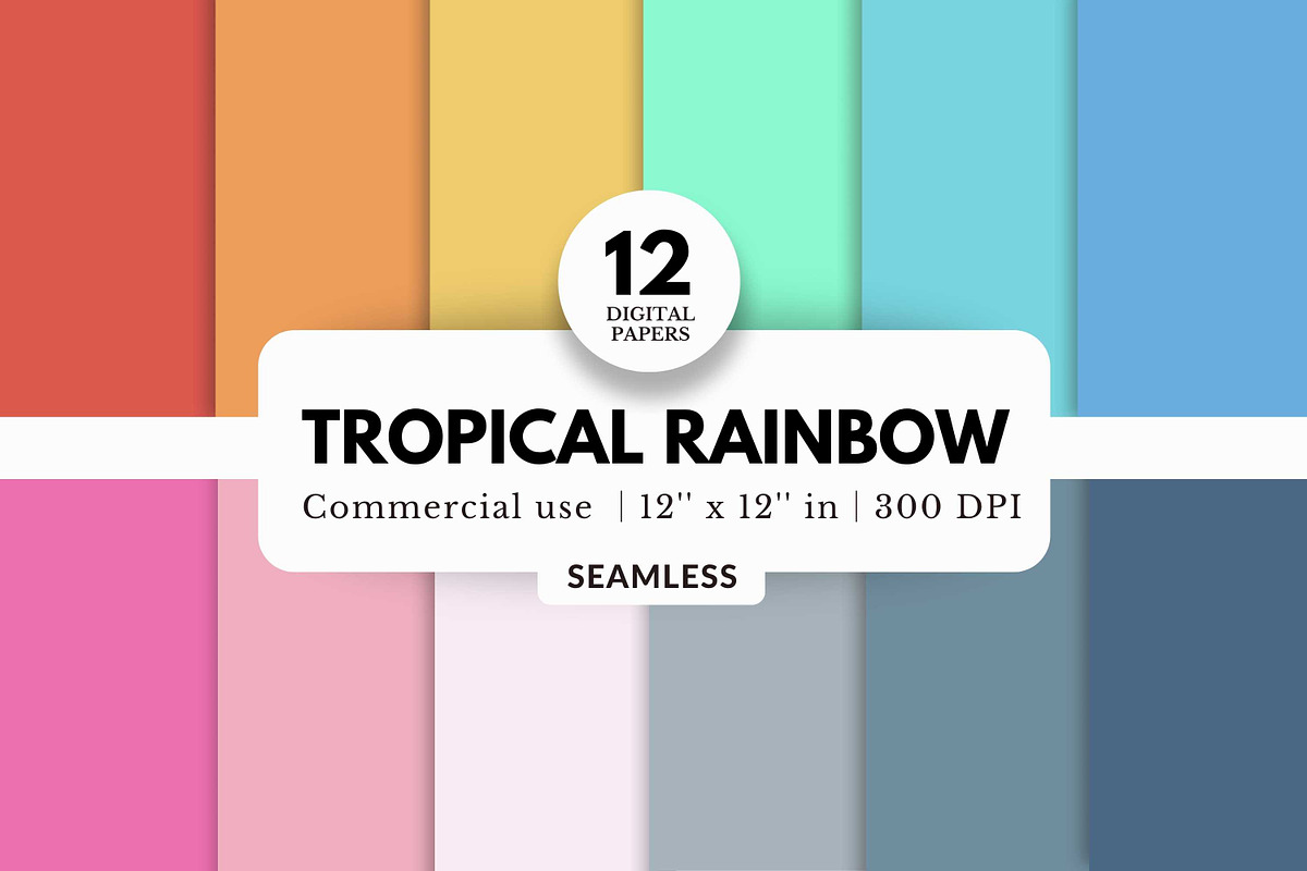 12 Tropical Rainbow Digital Papers, a Background Graphic by NorthWindPixels (Photo 1 of 4)