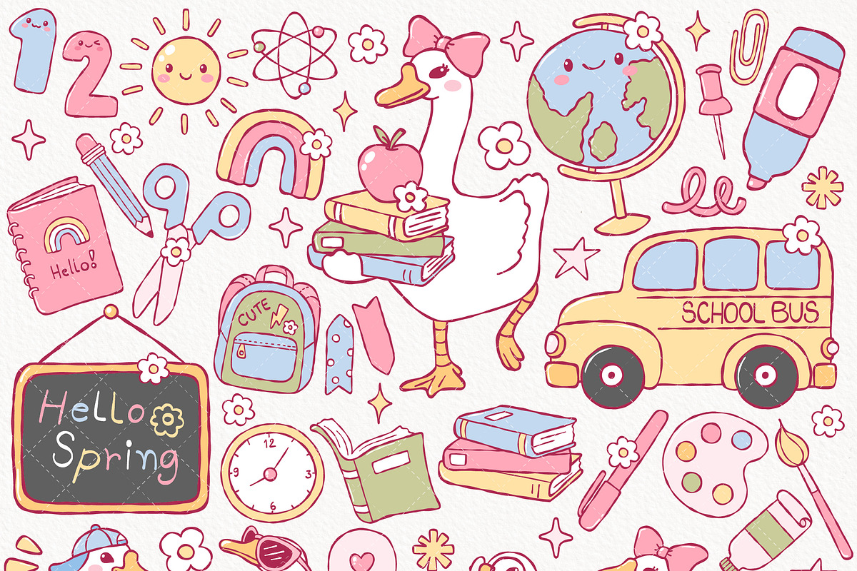 Spring Goose School Clipart, an Education Illustration by TitaLivingArt (Photo 2 of 10)