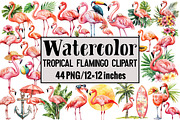 Tropical Flamingo Clipart, an Illustration by Design Market (Thumbnail 1 of 4)