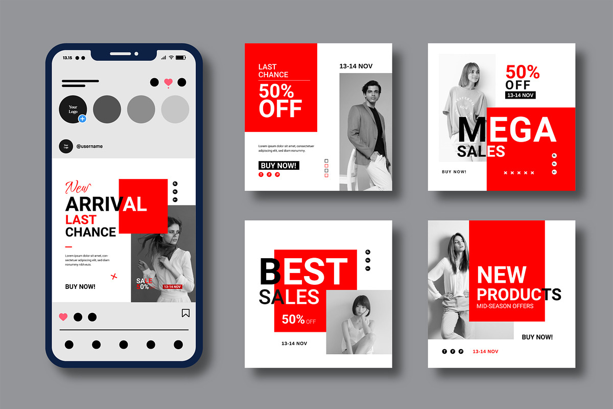 Fashion Social Media Post Layout, a Social Media Template by MightyDesign (Photo 2 of 8)