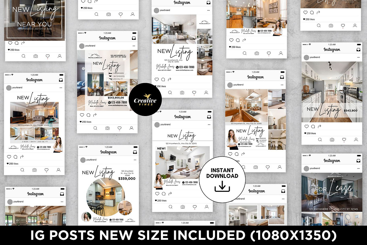 New Listing Instagram Posts Canva, a Social Media Template by CreativeVinesStore (Photo 3 of 12)