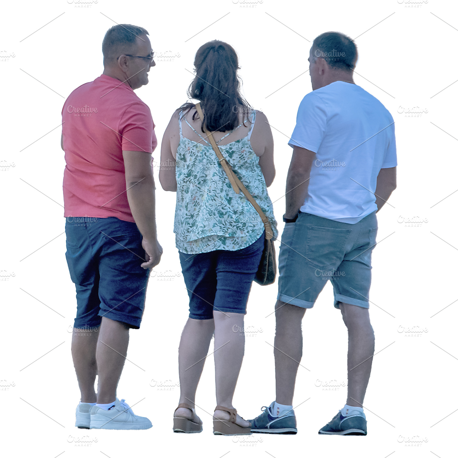 Three adult people rear view isolated photo, a Person Photo by DanFLCreativo
