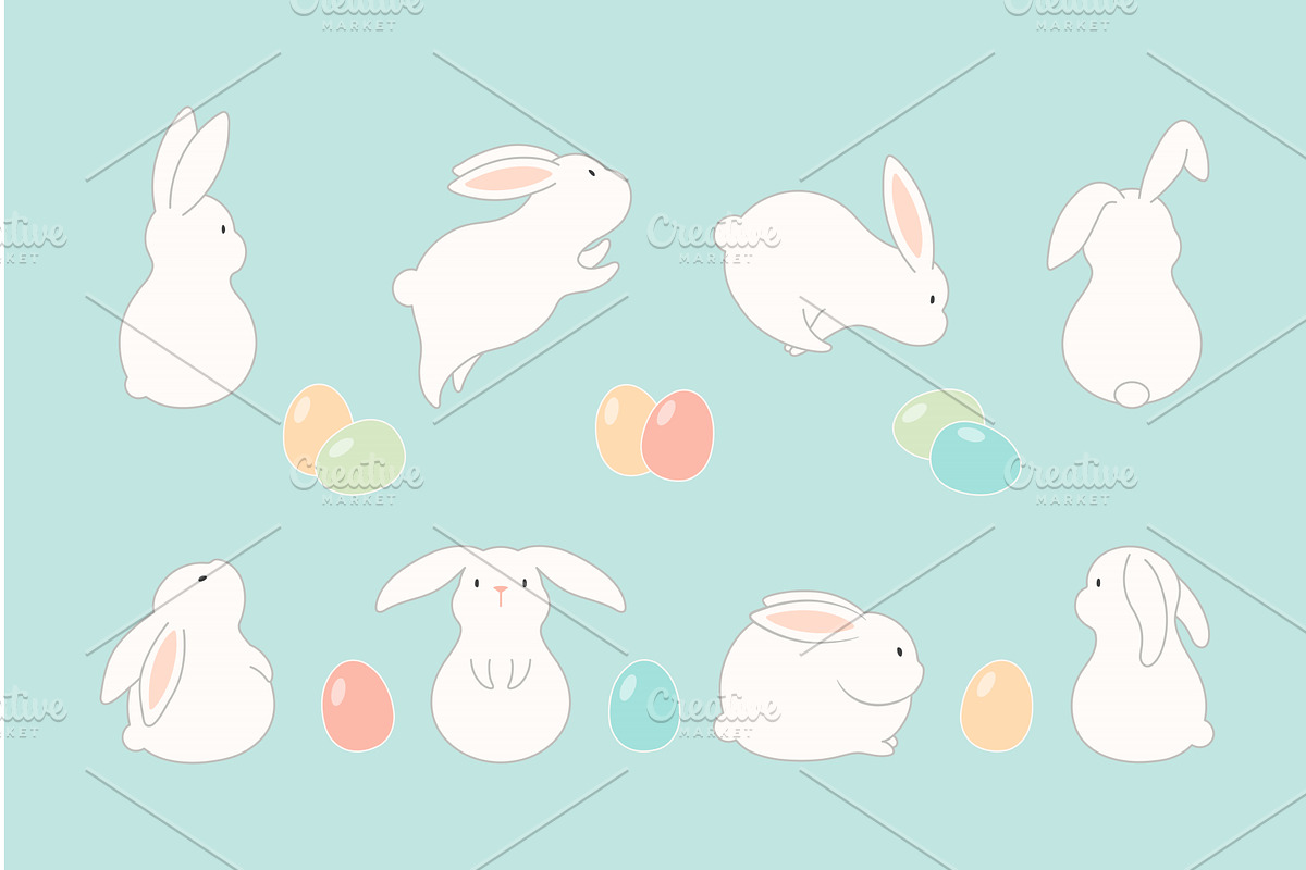 Easter bunnies, cute rabbits, eggs, an Object Illustration by sceptical cactus
