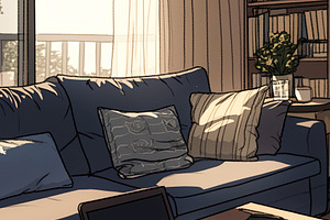 Cozy Living Room Workspace with Natural Light and Comfortable Decor, a Photo by AS photostudio
