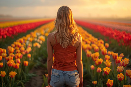 woman among tulip fields, a Photo by Pictures for you!!!!!!!!!