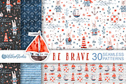 Nautical cute sea seamless patterns, a Pattern Graphic by UlitkaStudio (Thumbnail 1 of 17)