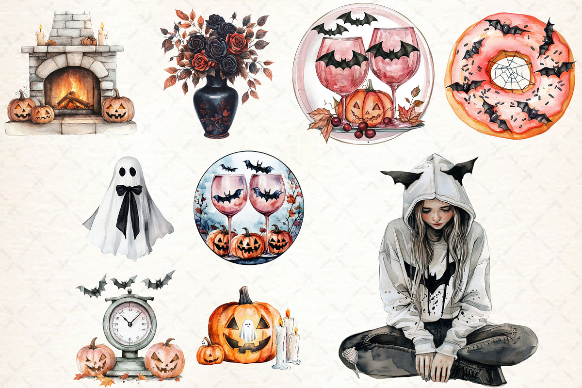 Neutral Cozy Halloween Clipart, an Illustration by Libby Wishes (Photo 7 of 7)