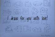 Cute Kawaii Cat Playing With Box, an Animal Illustration by Palau (Thumbnail 9 of 12)