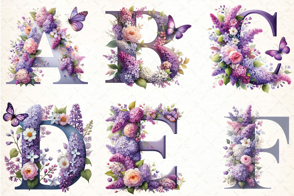 Watercolor Floral Alphabet Clipart, an Illustration by DreamCafeArt (Photo 2 of 3)