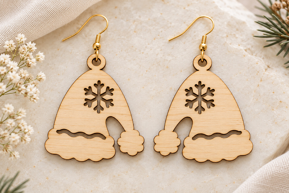 Christmas Santa Hat Earrings SVG, an Object Graphic by Canvas Craft (Photo 3 of 3)