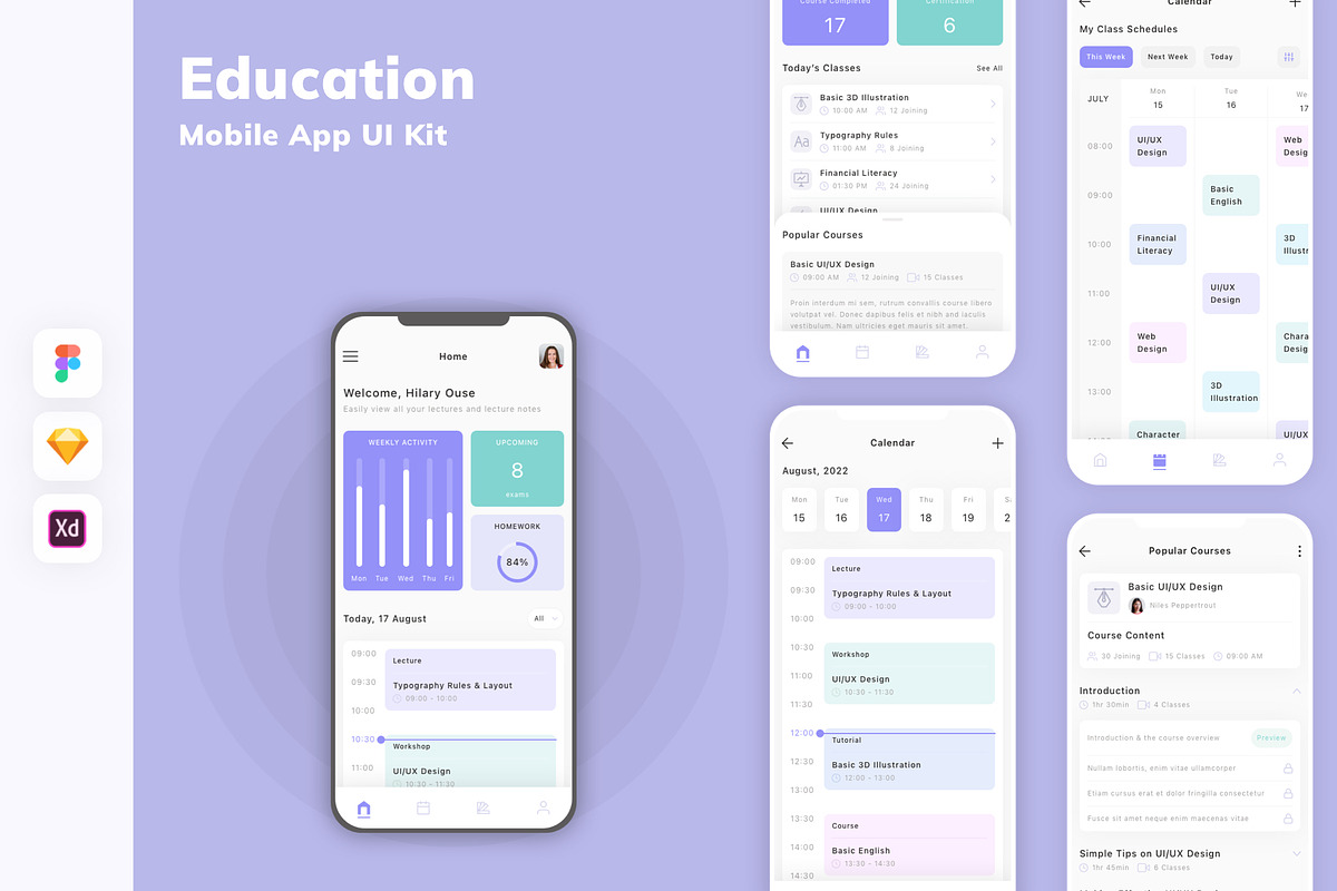 Education Mobile App UI Kit, an UI Kit Template by uicube
