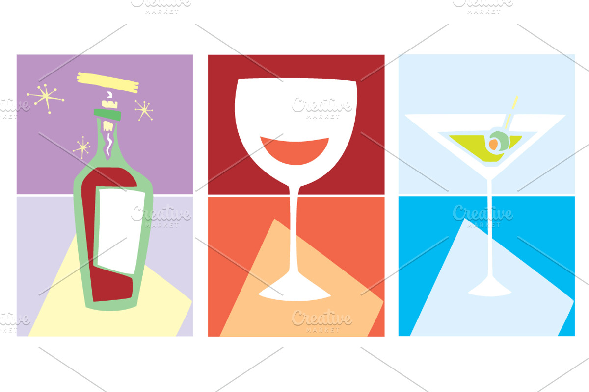 Retro Drinks, a Food Illustration by Xochicalco's Ruin