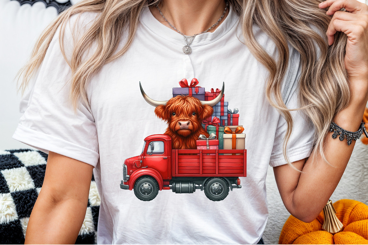 Christmas Gift Box Highland Cow PNG, an Illustration by Sublimation Artist (Photo 3 of 9)