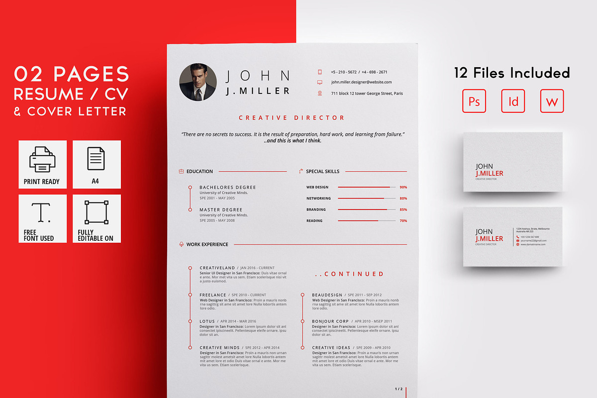 02 Pages Resume / CV, a Resume Template by CodePower (Photo 1 of 5)