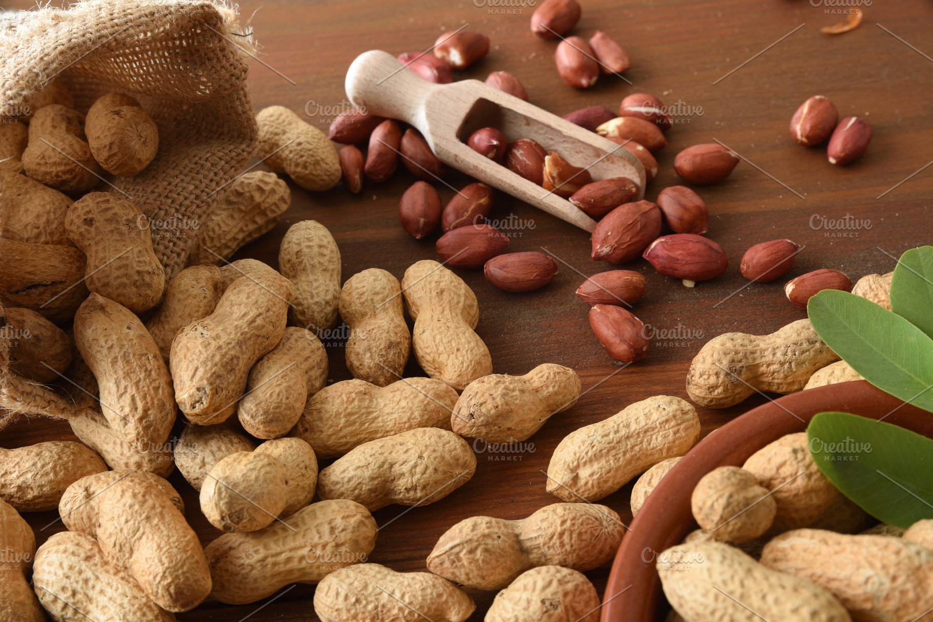 Detail of peanut on rustic wooden table, a Food & Drink Photo by Davizro's Market