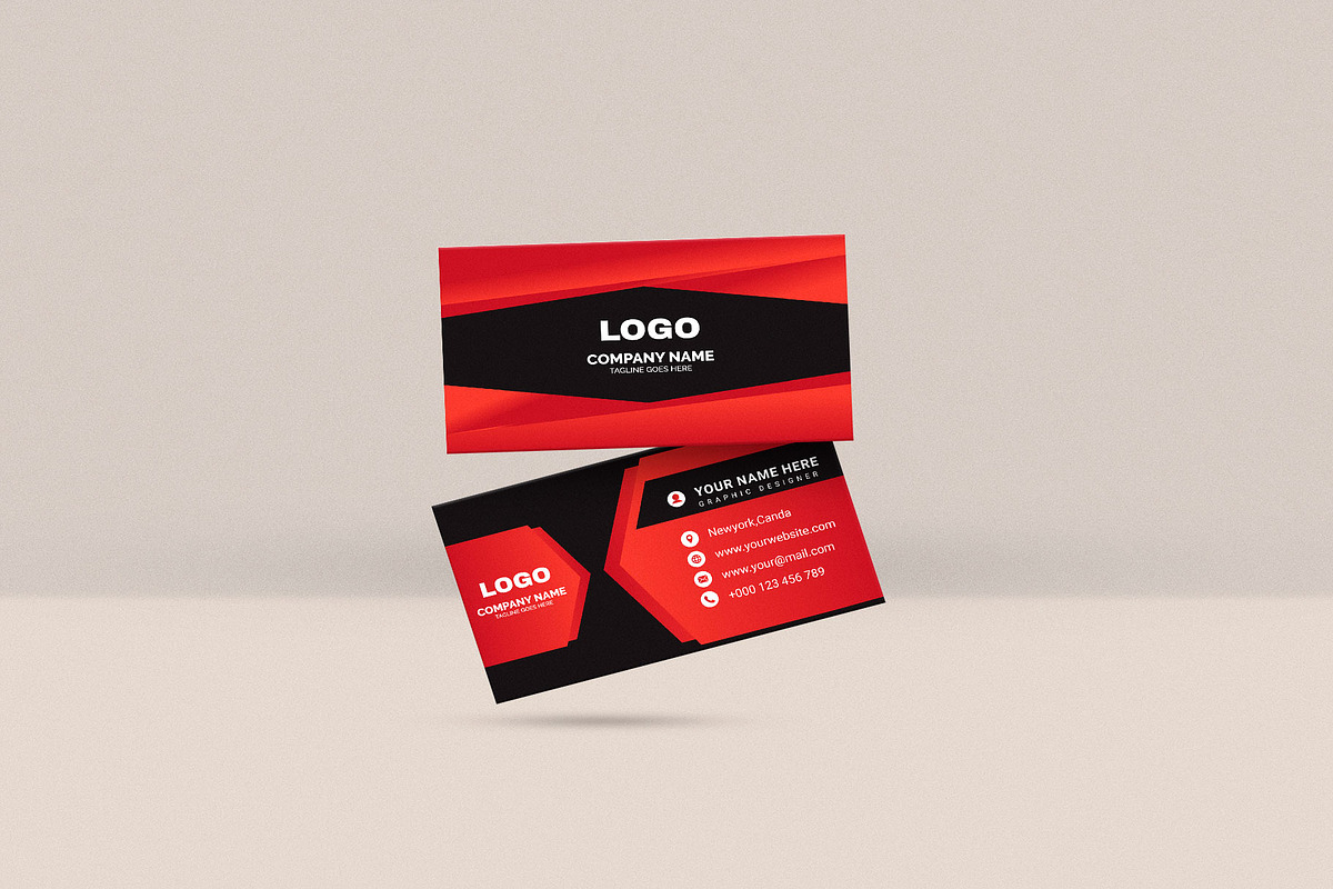 Geometric Red and Black, a Business Card Template by Vitoria's Collection (Photo 2 of 4)
