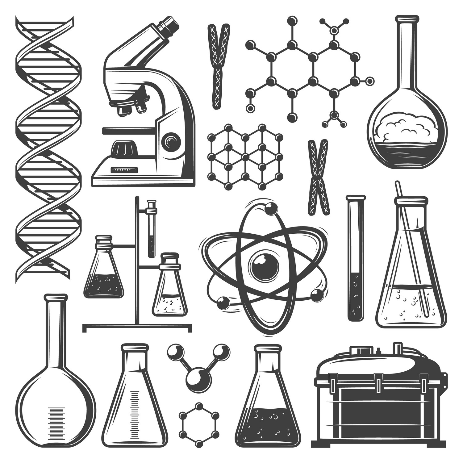 Vintage Laboratory Research Icons by Alexander Belenkiy  Creative Market