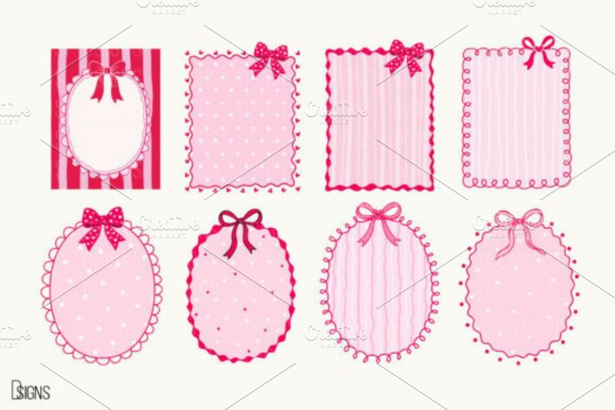 Valentine Bow Heart Frame Bundle Png, a Seasonal Illustration by Design Station (Photo 2 of 3)