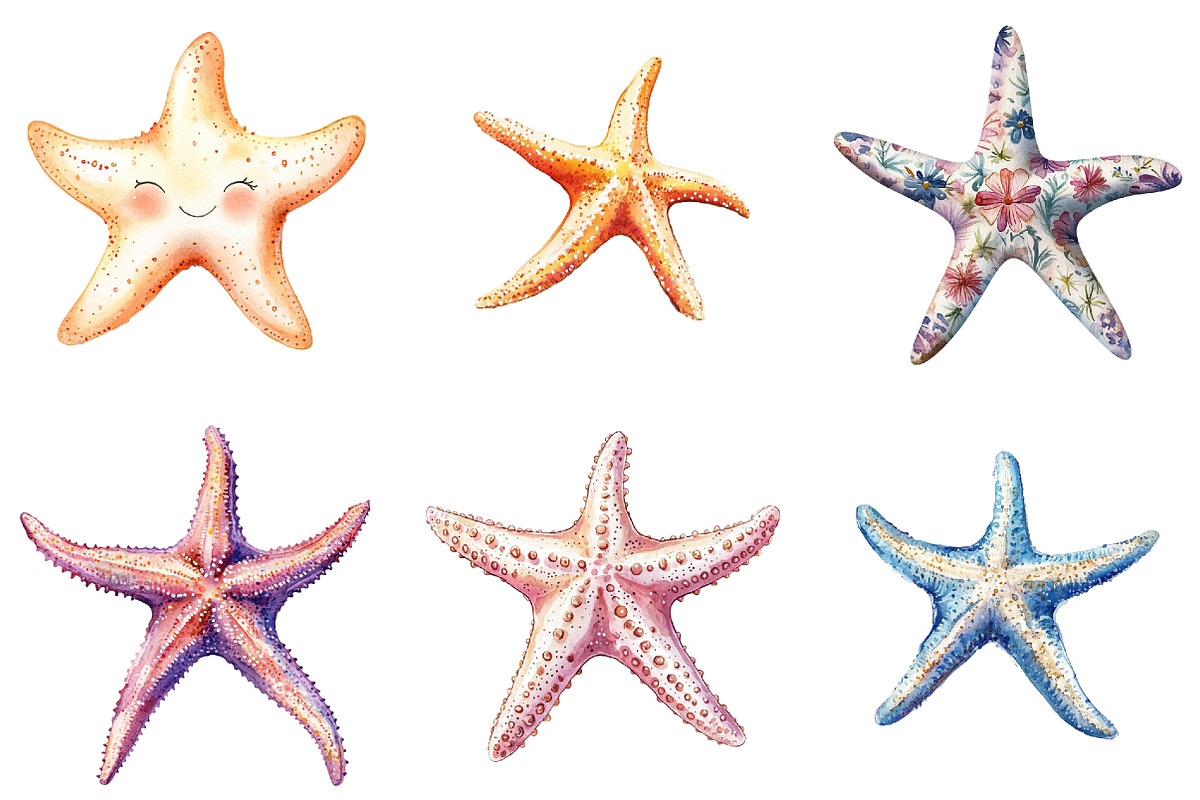 Starfish Watercolor Clipart Bundle, an Illustration by Pixels.Craft (Photo 2 of 8)