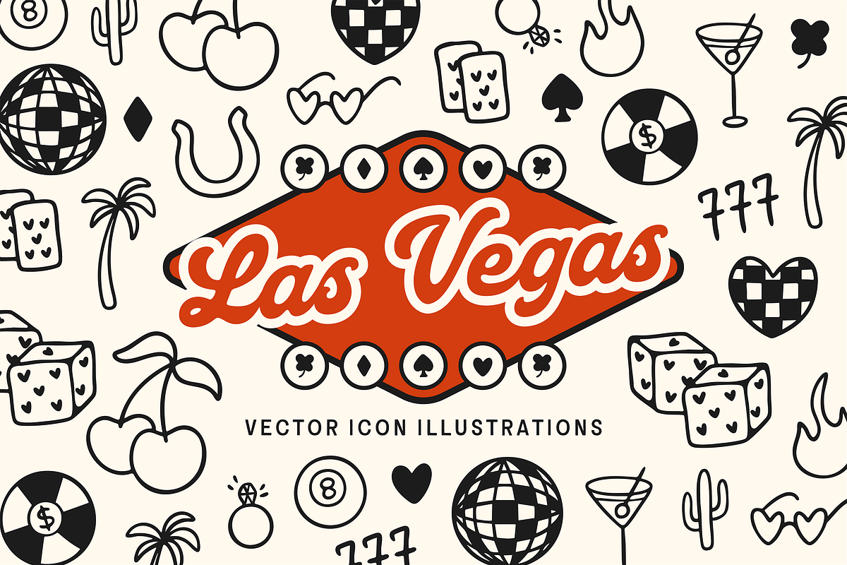 Las Vegas Vector Icon Illustrations, an Outline Icon by Pink Tiger Creative (Photo 1 of 5)
